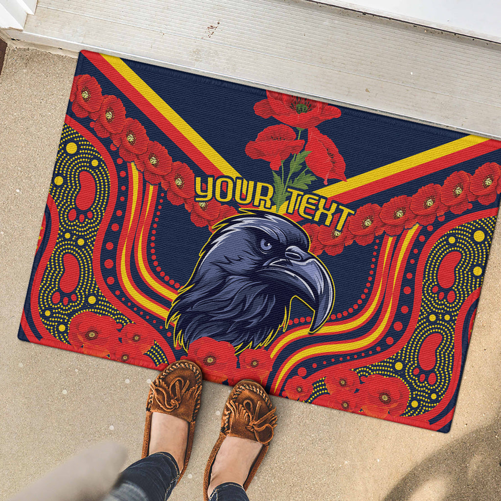 Custom Crows Football ANZAC Rubber Doormat Poppy Soldier With Aboriginal Dots Art