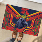 Custom Crows Football ANZAC Rubber Doormat Poppy Soldier With Aboriginal Dots Art