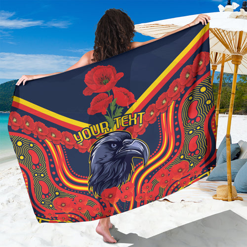 Custom Crows Football ANZAC Sarong Poppy Soldier With Aboriginal Dots Art