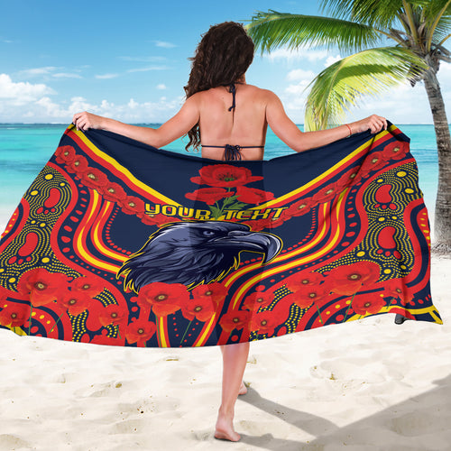 Custom Crows Football ANZAC Sarong Poppy Soldier With Aboriginal Dots Art