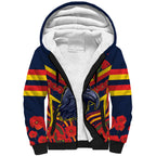 Custom Crows Football ANZAC Sherpa Hoodie Poppy Soldier With Aboriginal Dots Art