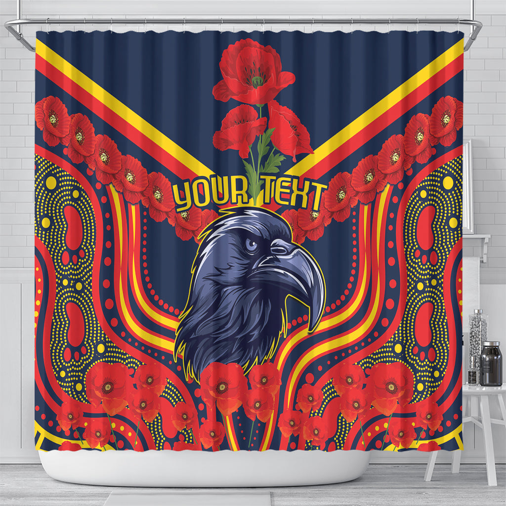 Custom Crows Football ANZAC Shower Curtain Poppy Soldier With Aboriginal Dots Art