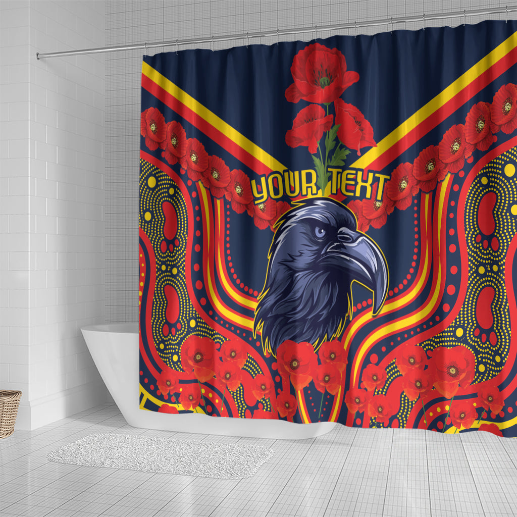 Custom Crows Football ANZAC Shower Curtain Poppy Soldier With Aboriginal Dots Art