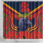 Custom Crows Football ANZAC Shower Curtain Poppy Soldier With Aboriginal Dots Art