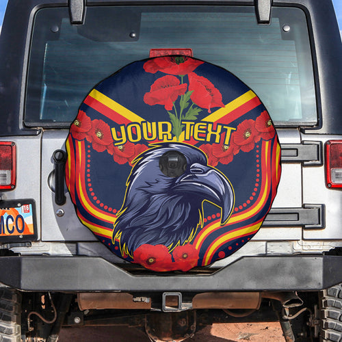 Custom Crows Football ANZAC Spare Tire Cover Poppy Soldier With Aboriginal Dots Art