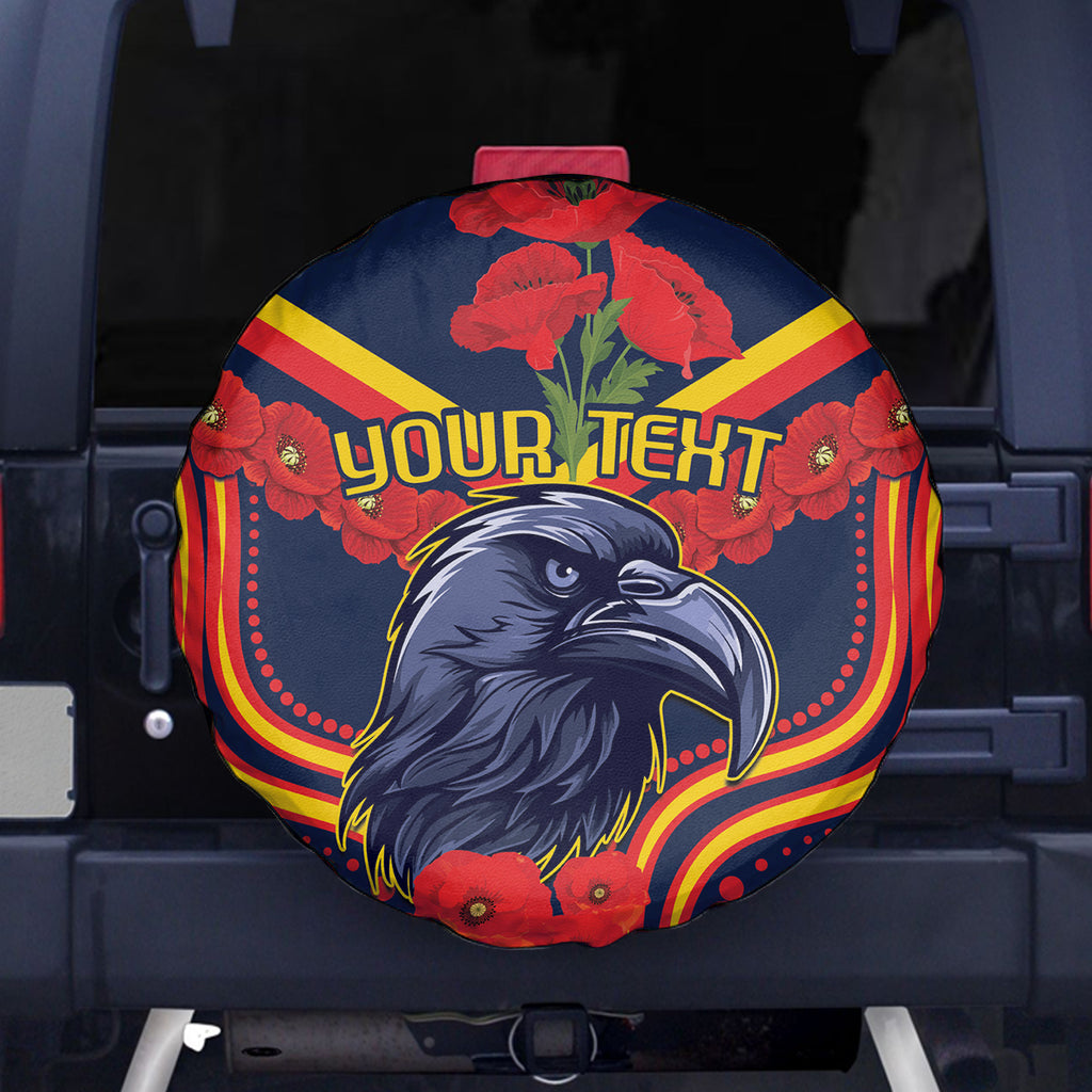 Custom Crows Football ANZAC Spare Tire Cover Poppy Soldier With Aboriginal Dots Art