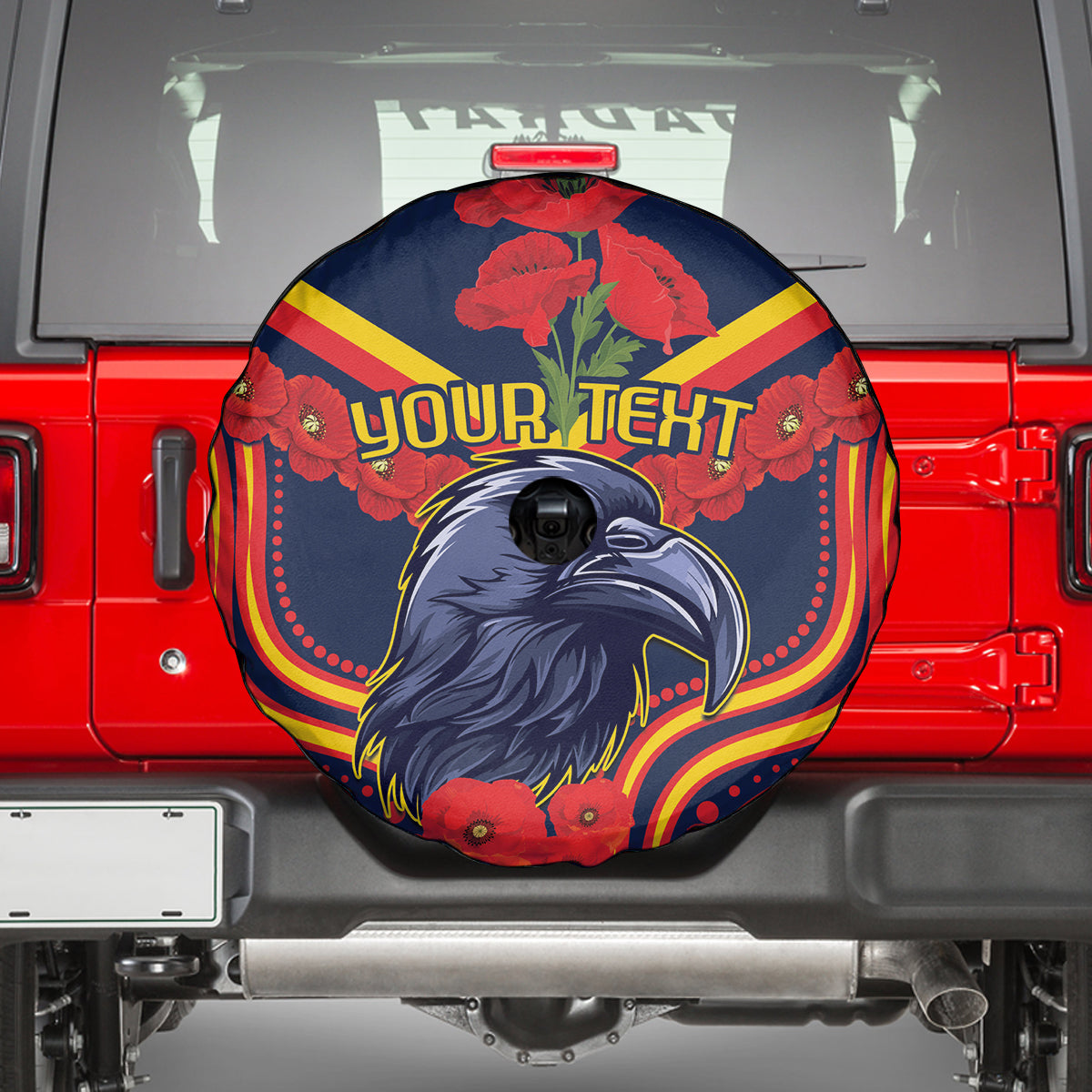 Custom Crows Football ANZAC Spare Tire Cover Poppy Soldier With Aboriginal Dots Art