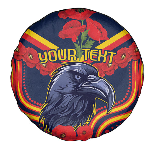 Custom Crows Football ANZAC Spare Tire Cover Poppy Soldier With Aboriginal Dots Art