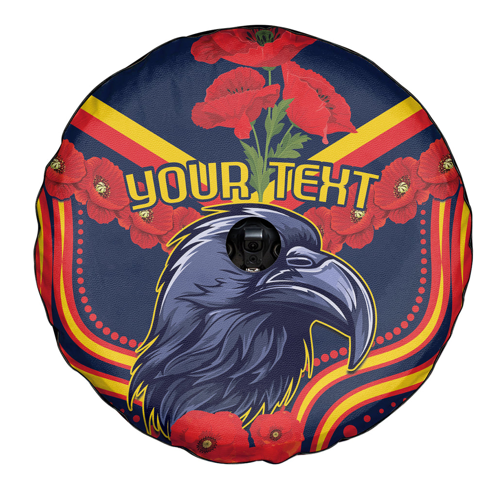 Custom Crows Football ANZAC Spare Tire Cover Poppy Soldier With Aboriginal Dots Art