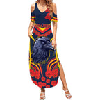 Custom Crows Football ANZAC Summer Maxi Dress Poppy Soldier With Aboriginal Dots Art