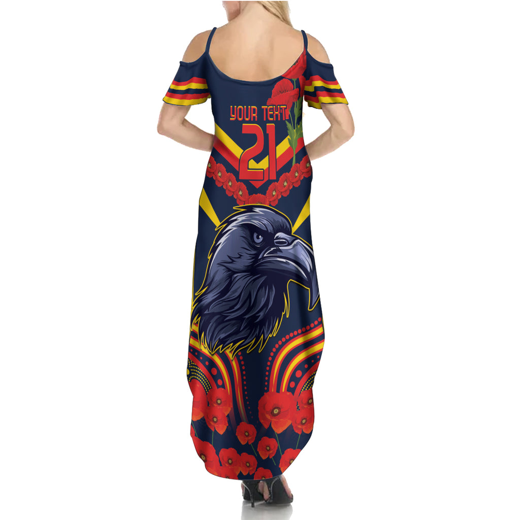 Custom Crows Football ANZAC Summer Maxi Dress Poppy Soldier With Aboriginal Dots Art