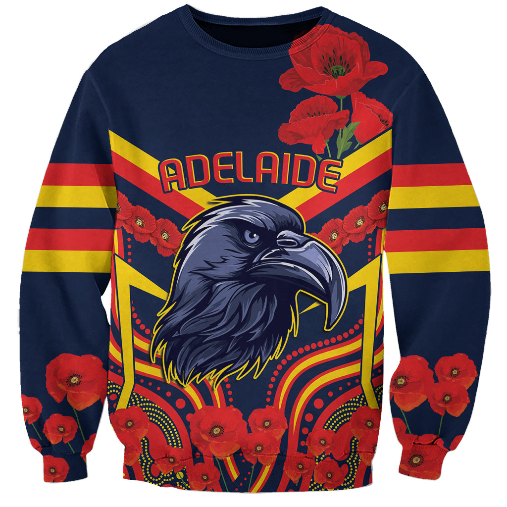 Custom Crows Football ANZAC Sweatshirt Poppy Soldier With Aboriginal Dots Art