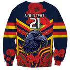 Custom Crows Football ANZAC Sweatshirt Poppy Soldier With Aboriginal Dots Art