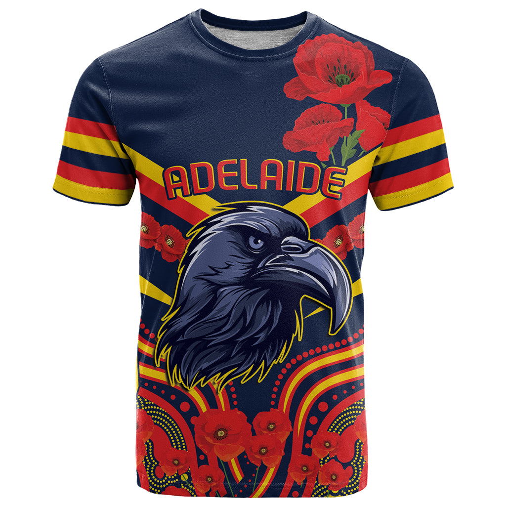 Custom Crows Football ANZAC T Shirt Poppy Soldier With Aboriginal Dots Art