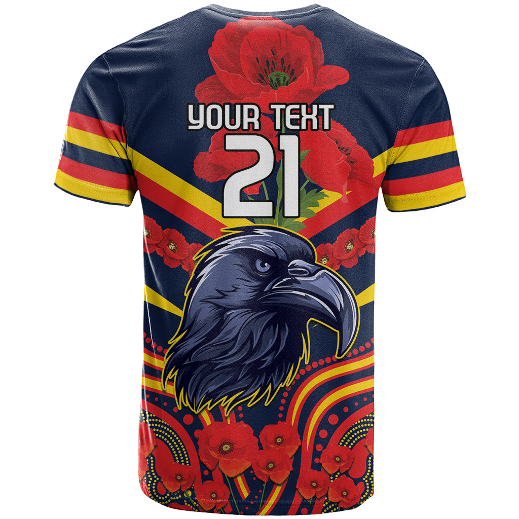 Custom Crows Football ANZAC T Shirt Poppy Soldier With Aboriginal Dots Art