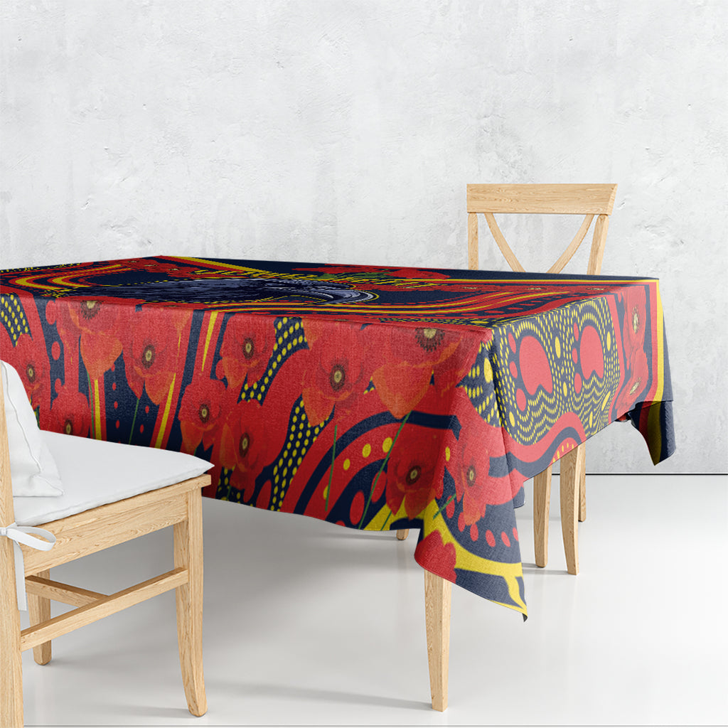 Custom Crows Football ANZAC Tablecloth Poppy Soldier With Aboriginal Dots Art