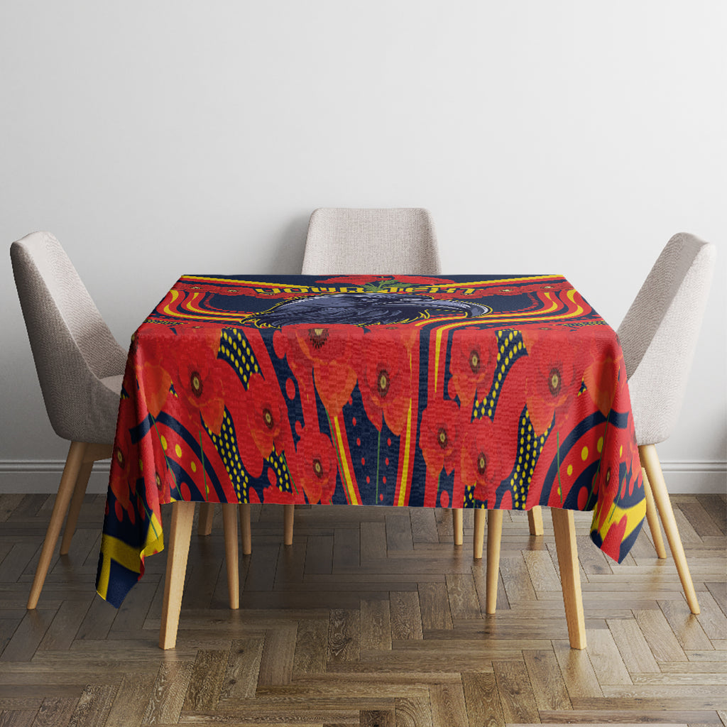 Custom Crows Football ANZAC Tablecloth Poppy Soldier With Aboriginal Dots Art