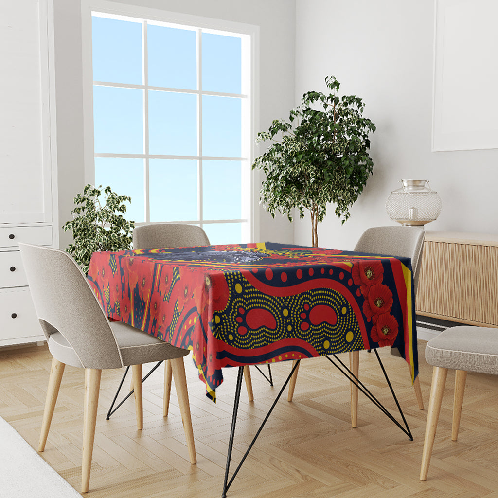 Custom Crows Football ANZAC Tablecloth Poppy Soldier With Aboriginal Dots Art