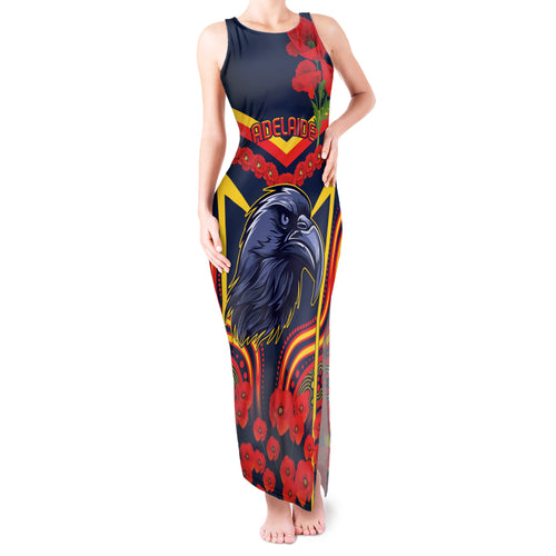 Custom Crows Football ANZAC Tank Maxi Dress Poppy Soldier With Aboriginal Dots Art