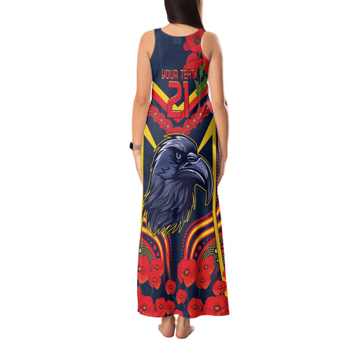 Custom Crows Football ANZAC Tank Maxi Dress Poppy Soldier With Aboriginal Dots Art