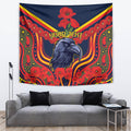 Custom Crows Football ANZAC Tapestry Poppy Soldier With Aboriginal Dots Art
