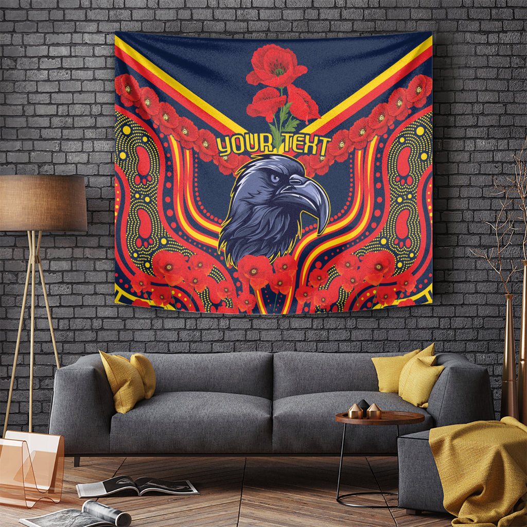 Custom Crows Football ANZAC Tapestry Poppy Soldier With Aboriginal Dots Art
