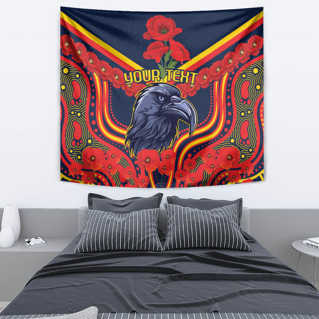 Custom Crows Football ANZAC Tapestry Poppy Soldier With Aboriginal Dots Art