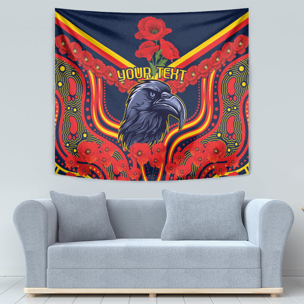 Custom Crows Football ANZAC Tapestry Poppy Soldier With Aboriginal Dots Art