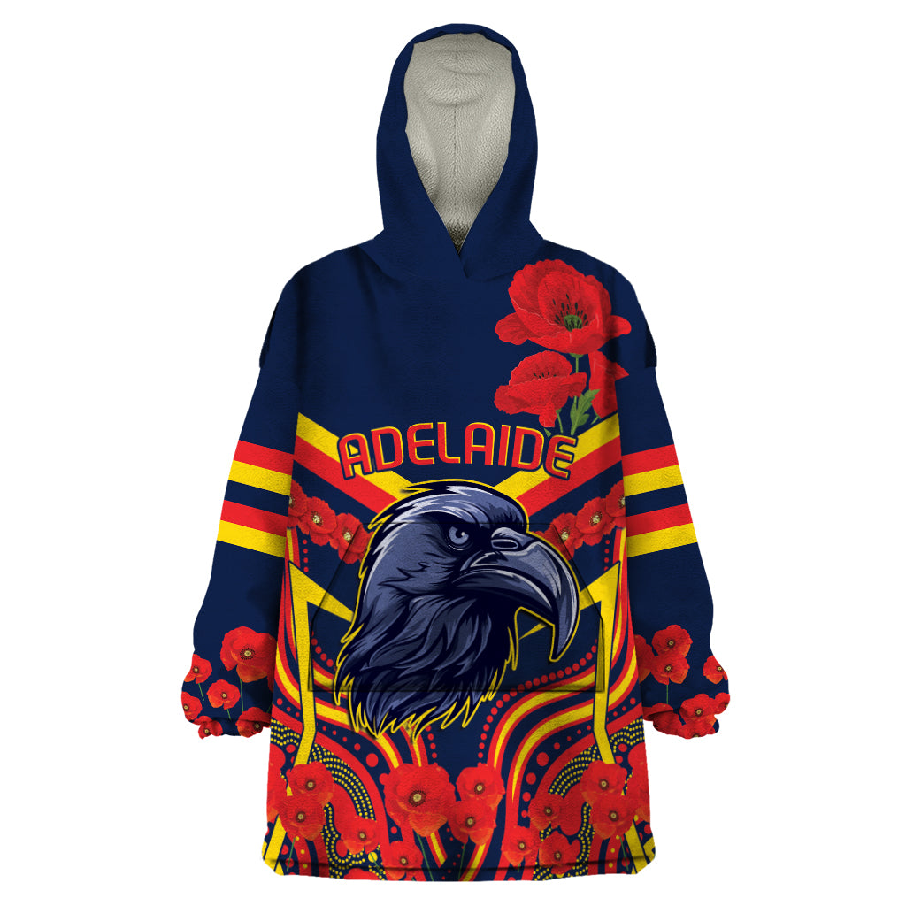 Custom Crows Football ANZAC Wearable Blanket Hoodie Poppy Soldier With Aboriginal Dots Art
