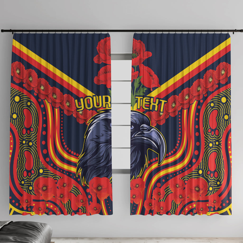 Custom Crows Football ANZAC Window Curtain Poppy Soldier With Aboriginal Dots Art