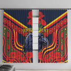 Custom Crows Football ANZAC Window Curtain Poppy Soldier With Aboriginal Dots Art