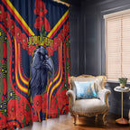 Custom Crows Football ANZAC Window Curtain Poppy Soldier With Aboriginal Dots Art