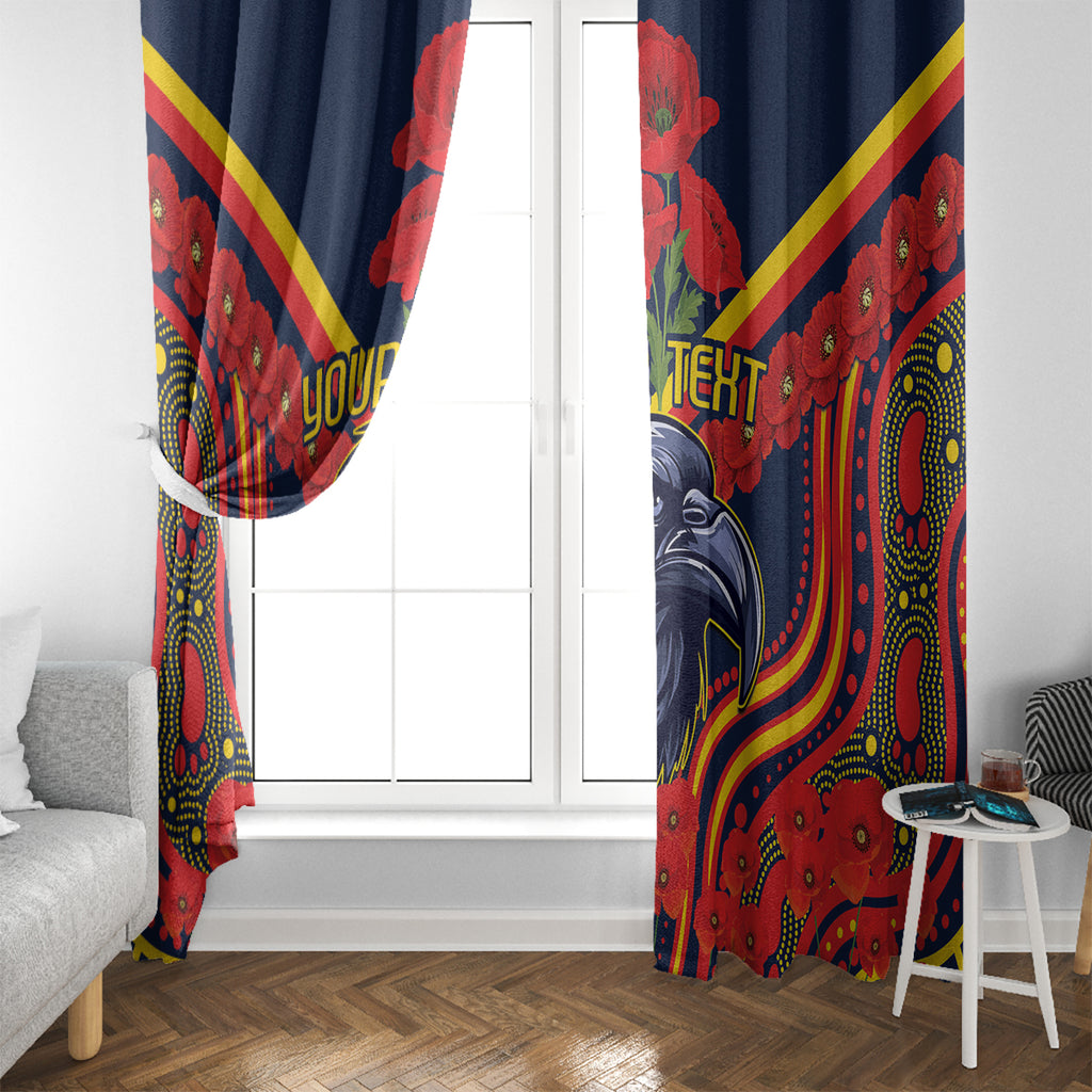 Custom Crows Football ANZAC Window Curtain Poppy Soldier With Aboriginal Dots Art