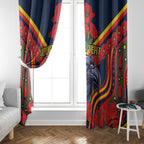 Custom Crows Football ANZAC Window Curtain Poppy Soldier With Aboriginal Dots Art