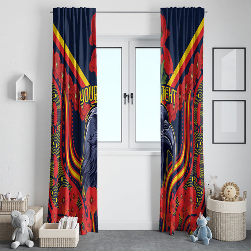 Custom Crows Football ANZAC Window Curtain Poppy Soldier With Aboriginal Dots Art