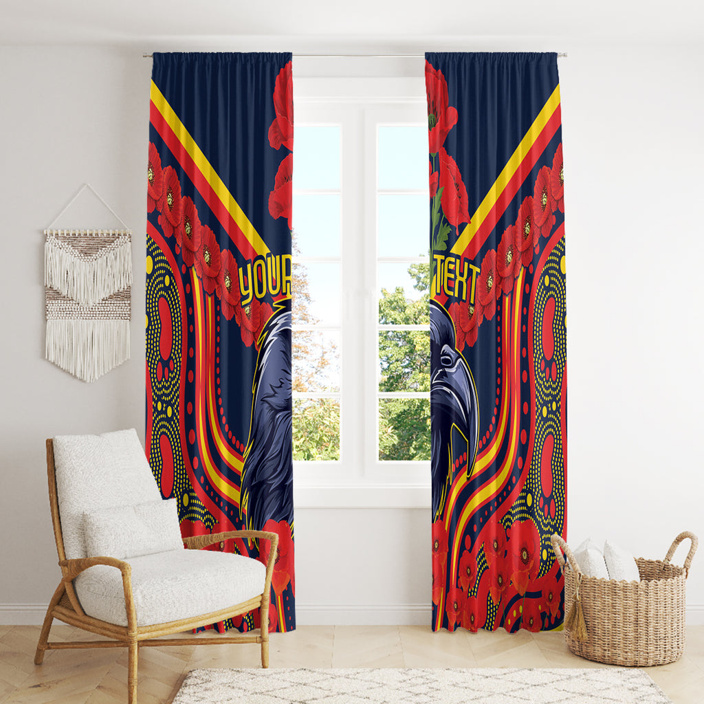 Custom Crows Football ANZAC Window Curtain Poppy Soldier With Aboriginal Dots Art