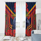 Custom Crows Football ANZAC Window Curtain Poppy Soldier With Aboriginal Dots Art