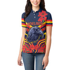Custom Crows Football ANZAC Women Polo Shirt Poppy Soldier With Aboriginal Dots Art