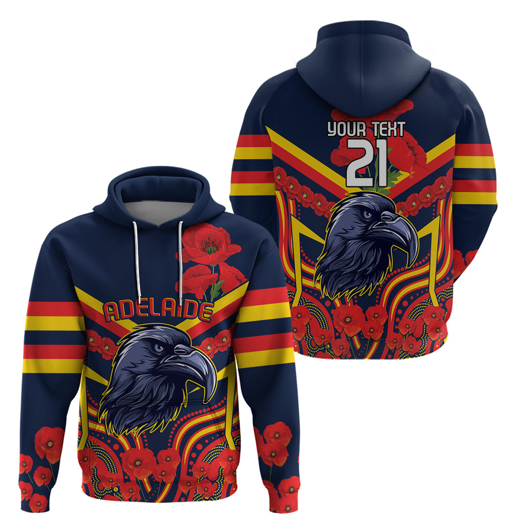 Custom Crows Football ANZAC Zip Hoodie Poppy Soldier With Aboriginal Dots Art