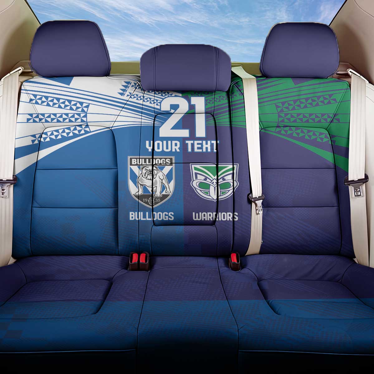 Custom Warriors-Bulldogs Back Car Seat Cover Together Sporty Style