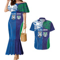 Custom Warriors-Bulldogs Couples Matching Mermaid Dress and Hawaiian Shirt Together Sporty Style