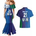 Custom Warriors-Bulldogs Couples Matching Mermaid Dress and Hawaiian Shirt Together Sporty Style
