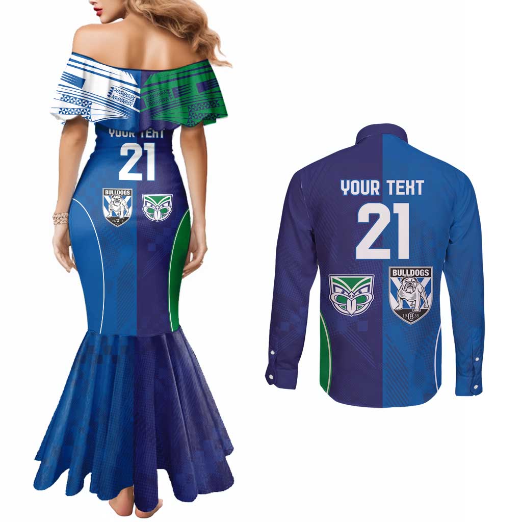 Custom Warriors-Bulldogs Couples Matching Mermaid Dress and Long Sleeve Button Shirt Together Sporty Style