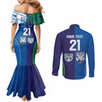 Custom Warriors-Bulldogs Couples Matching Mermaid Dress and Long Sleeve Button Shirt Together Sporty Style