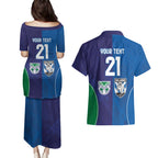 Custom Warriors-Bulldogs Couples Matching Puletasi and Hawaiian Shirt Together Sporty Style