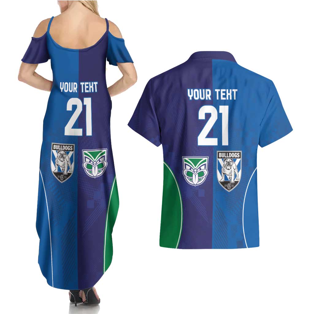 Custom Warriors-Bulldogs Couples Matching Summer Maxi Dress and Hawaiian Shirt Together Sporty Style