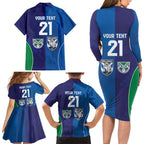 Custom Warriors-Bulldogs Family Matching Long Sleeve Bodycon Dress and Hawaiian Shirt Together Sporty Style