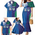 Custom Warriors-Bulldogs Family Matching Mermaid Dress and Hawaiian Shirt Together Sporty Style
