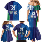 Custom Warriors-Bulldogs Family Matching Mermaid Dress and Hawaiian Shirt Together Sporty Style