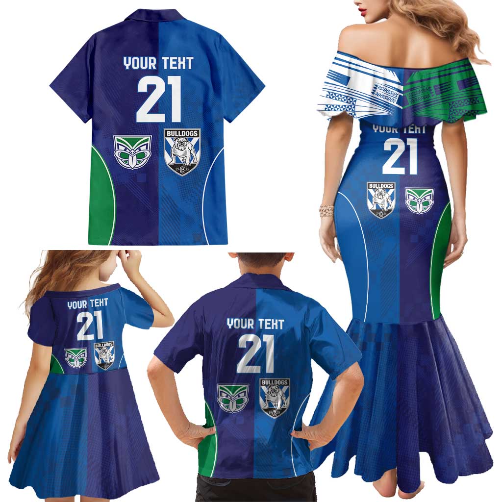 Custom Warriors-Bulldogs Family Matching Mermaid Dress and Hawaiian Shirt Together Sporty Style